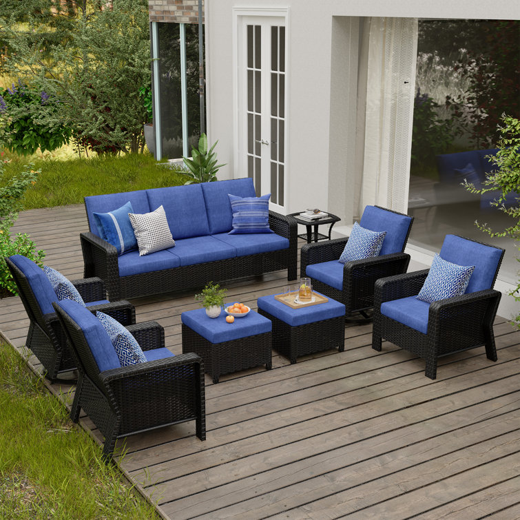 PureVib 8 Piece Patio Set Rattan Outdoor Furniture Set with Cushions Reviews Wayfair